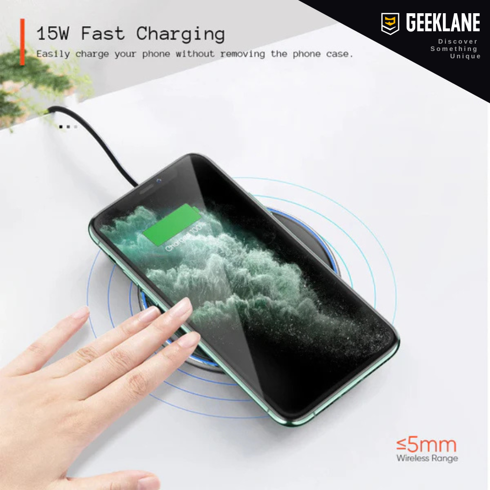 C-Thru: 15W Wireless Fast Charging Pad (with Type-C Cable)