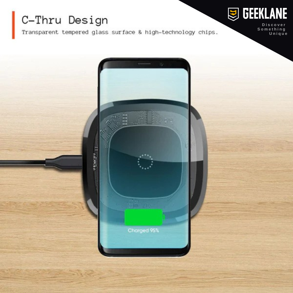 C-Thru: 15W Wireless Fast Charging Pad (with Type-C Cable)