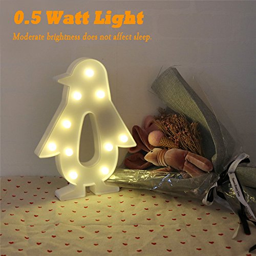 GlowPenguin: Marquee LED Night Light (Battery Powered, Wall/Table Decor)