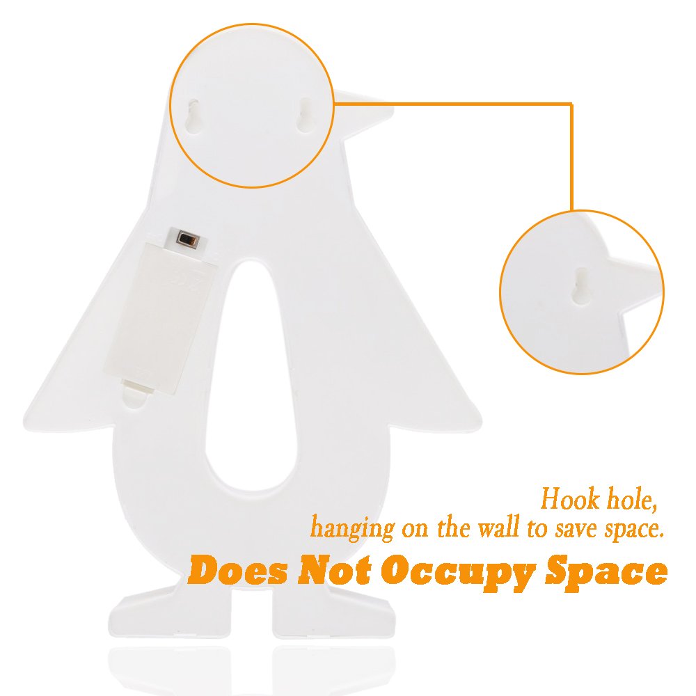 GlowPenguin: Marquee LED Night Light (Battery Powered, Wall/Table Decor)