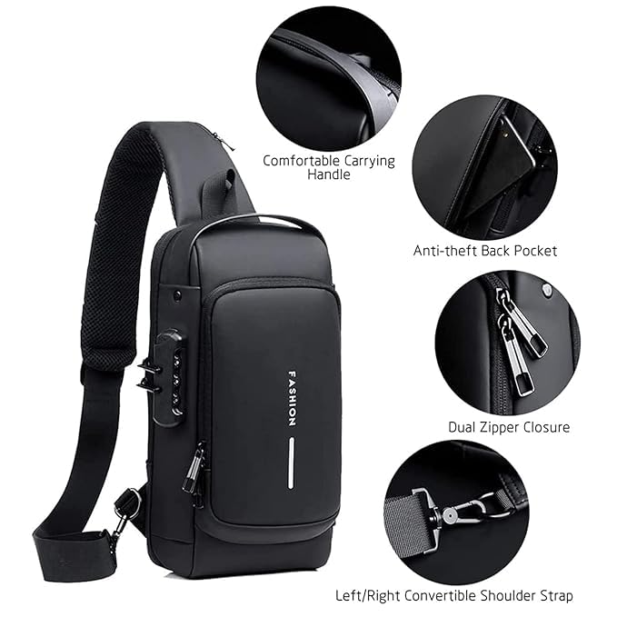 Shield: Anti-Theft Waterproof Sling Bag with USB Charging