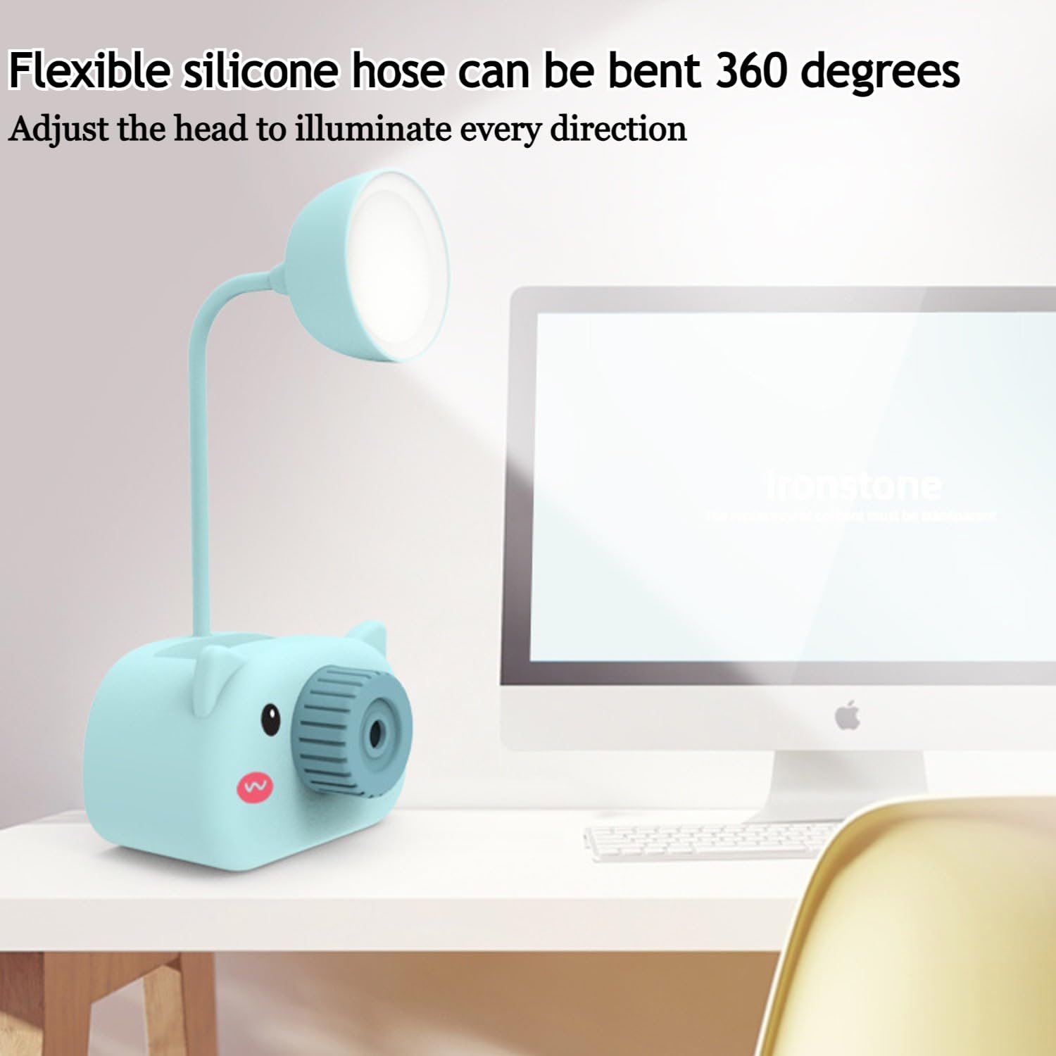 PiggyGlow: Rechargeable LED Table Lamp with Pen Holder & Sharpener