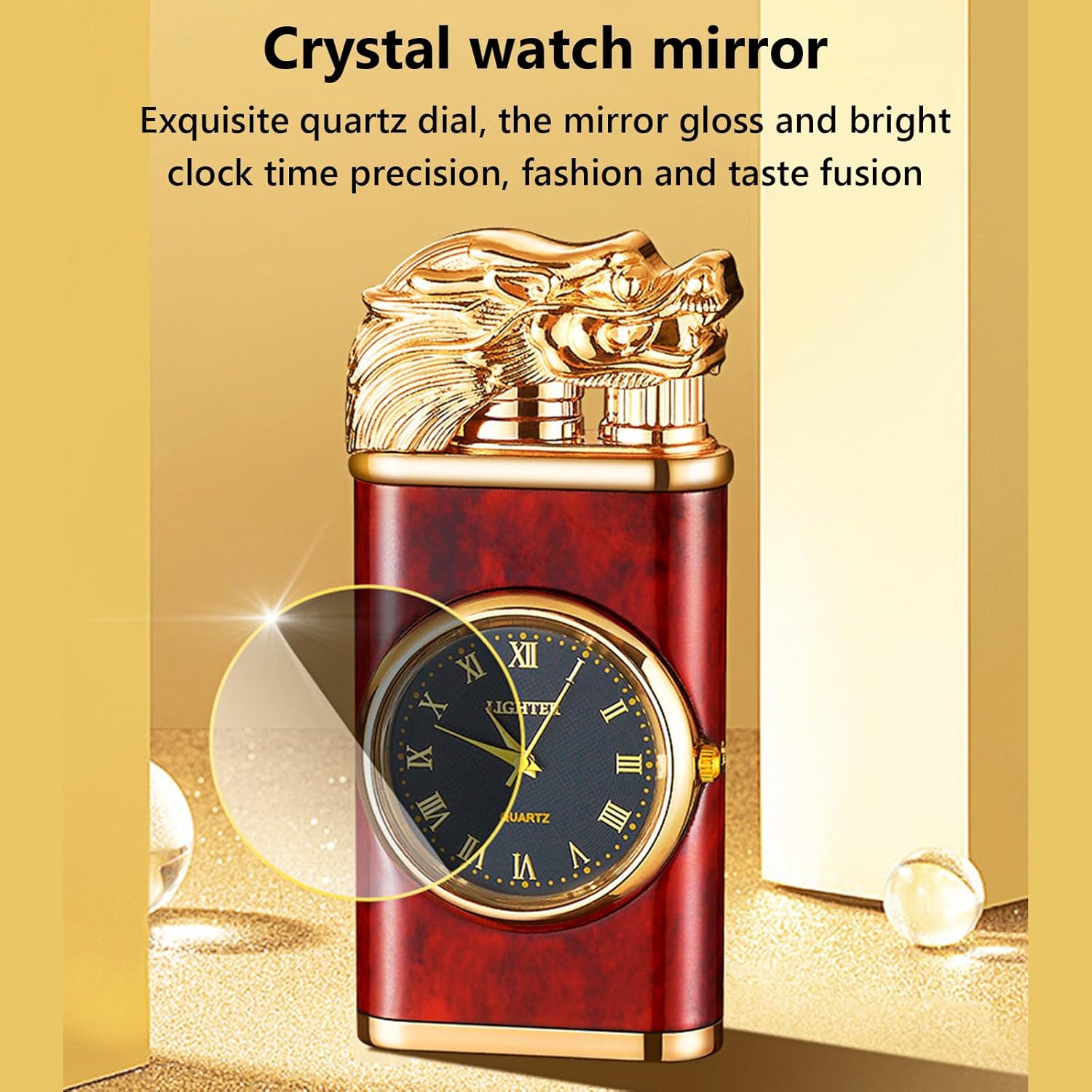 InfernoX: Windproof Dual Flame Dragon Lighter with Watch