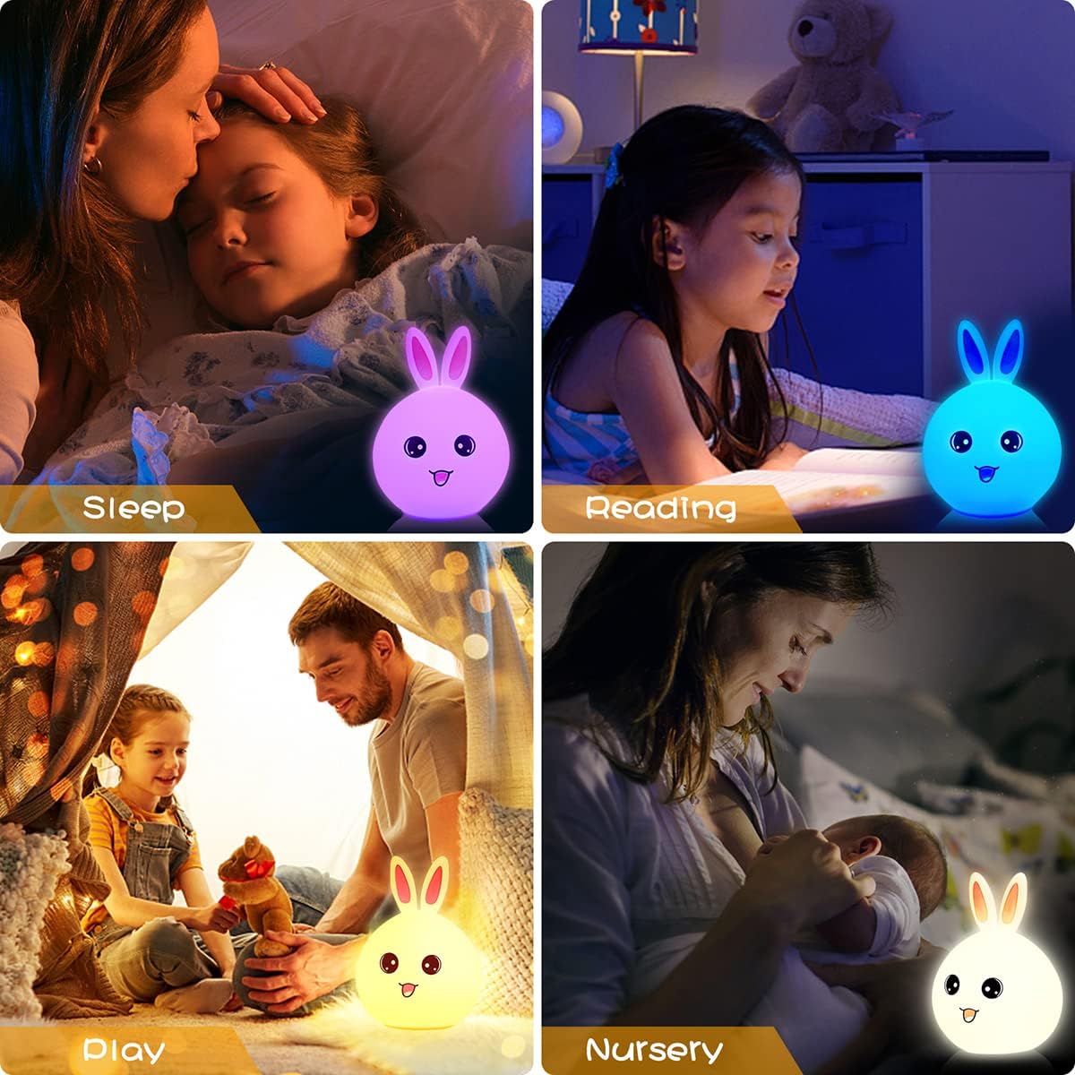 LumoBun: Silicone Open-Eye Bunny Night Light