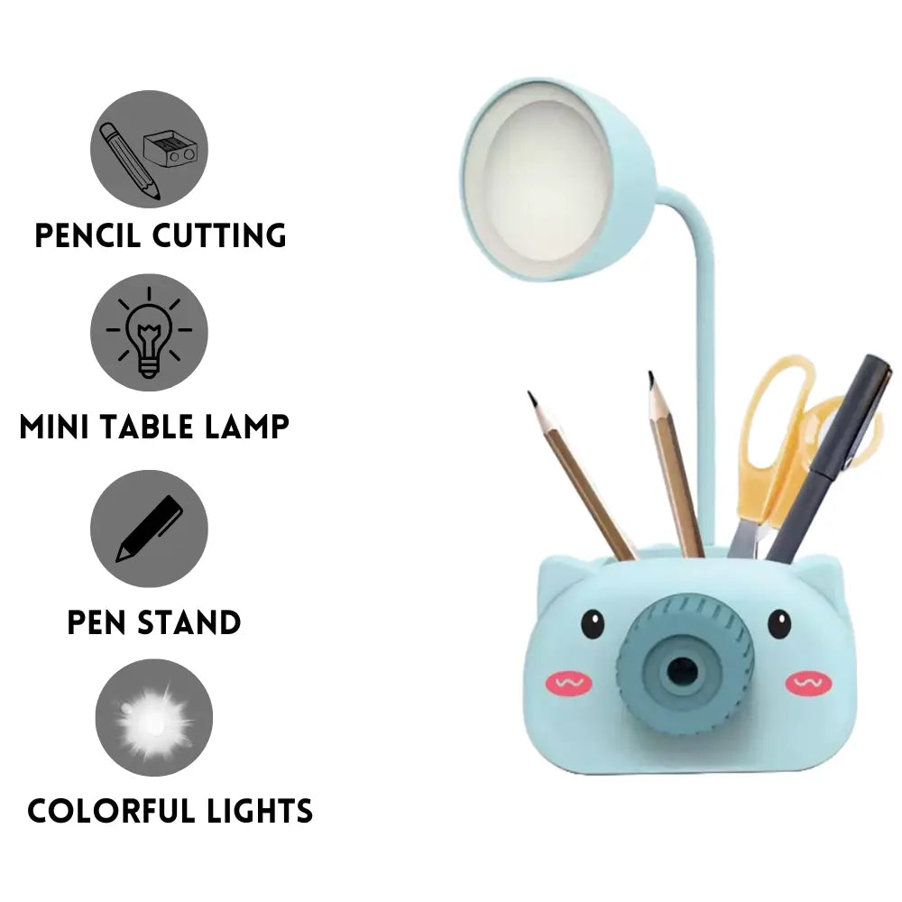 PiggyGlow: Rechargeable LED Table Lamp with Pen Holder & Sharpener