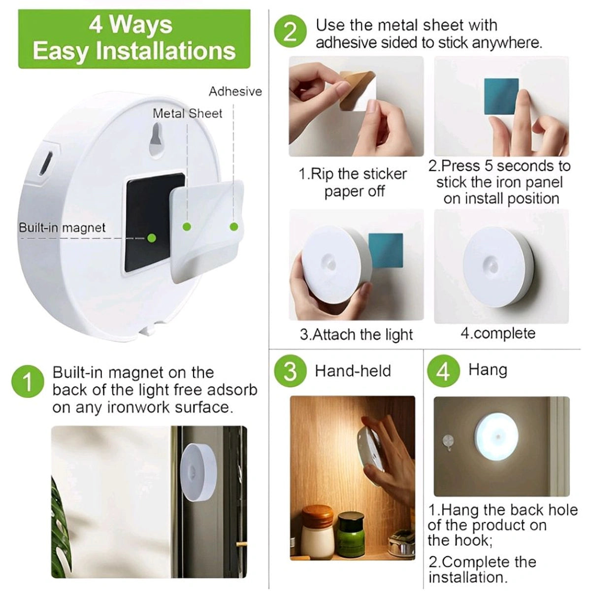 GlowMotion: Motion Sensor Rechargeable Night Light (Pack of 2)