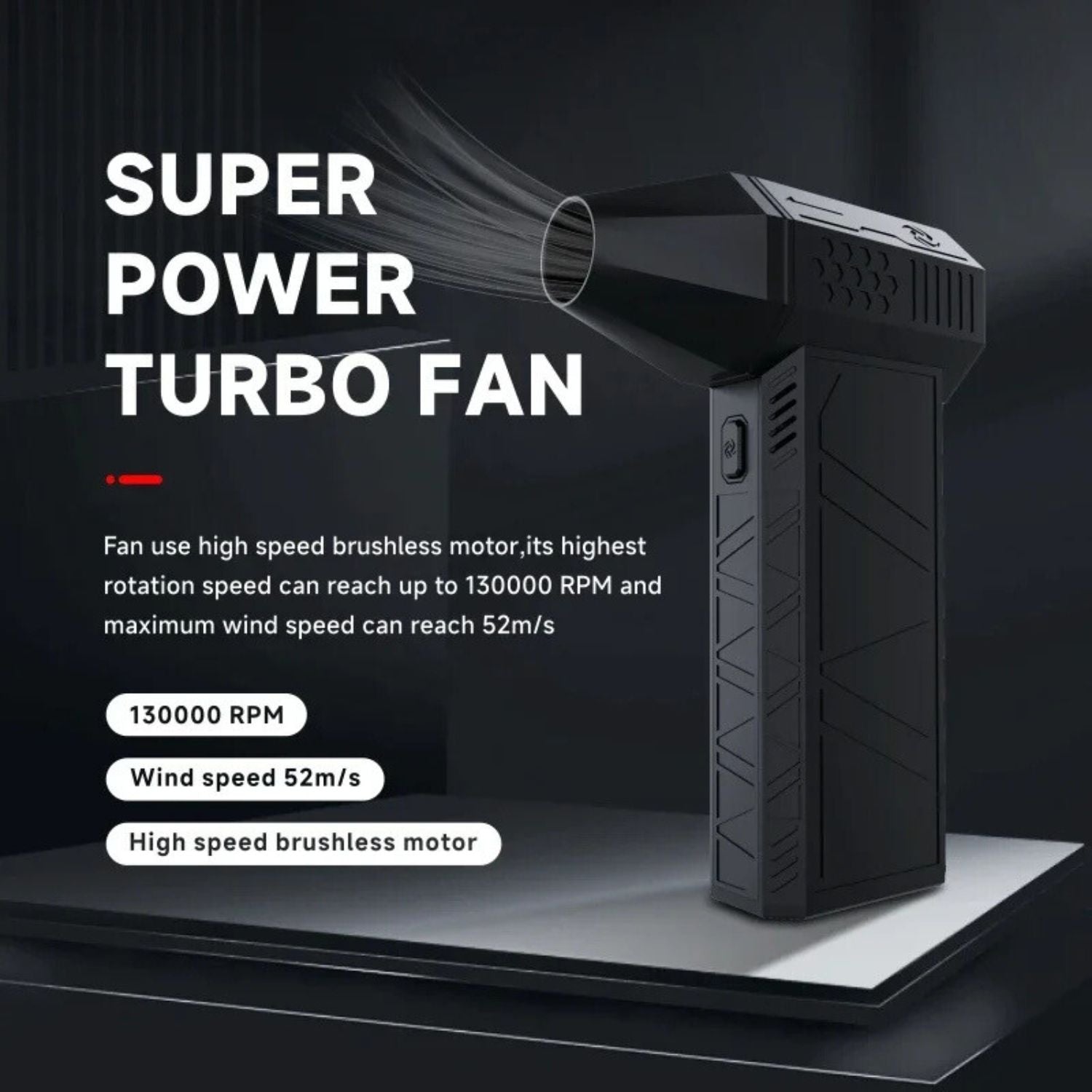 TurboJet: High-Speed Mini Blower & Air Duster (130,000 RPM, 52m/s Wind Speed)